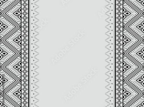 Geometric ethnic Texture embroidery design for background or wallpaper and clothing,skirt,carpet,wallpaper,clothing,wrapping,Batik,fabric,clothes, Black and white triangle Vector, illustration.eps