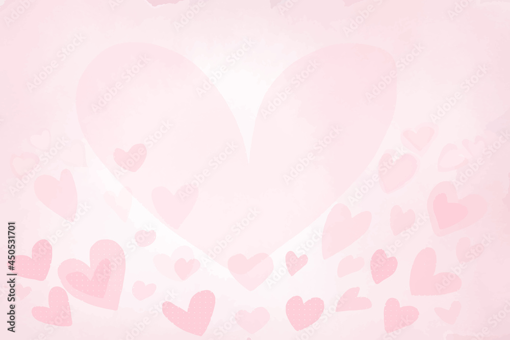 Pink heart love background.Vector sweetheart soft pink pattern, valentine's day background, vector illustration
