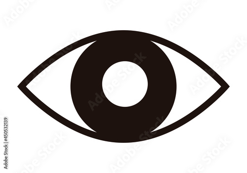 Icono negro de un ojo en fondo blanco.
