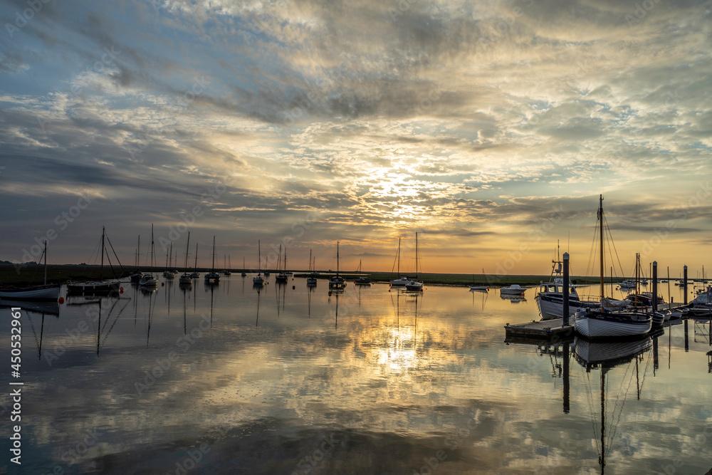 Fototapeta premium Dawn over Wells-next-the-sea, Norfolk coast, 7th June 2021