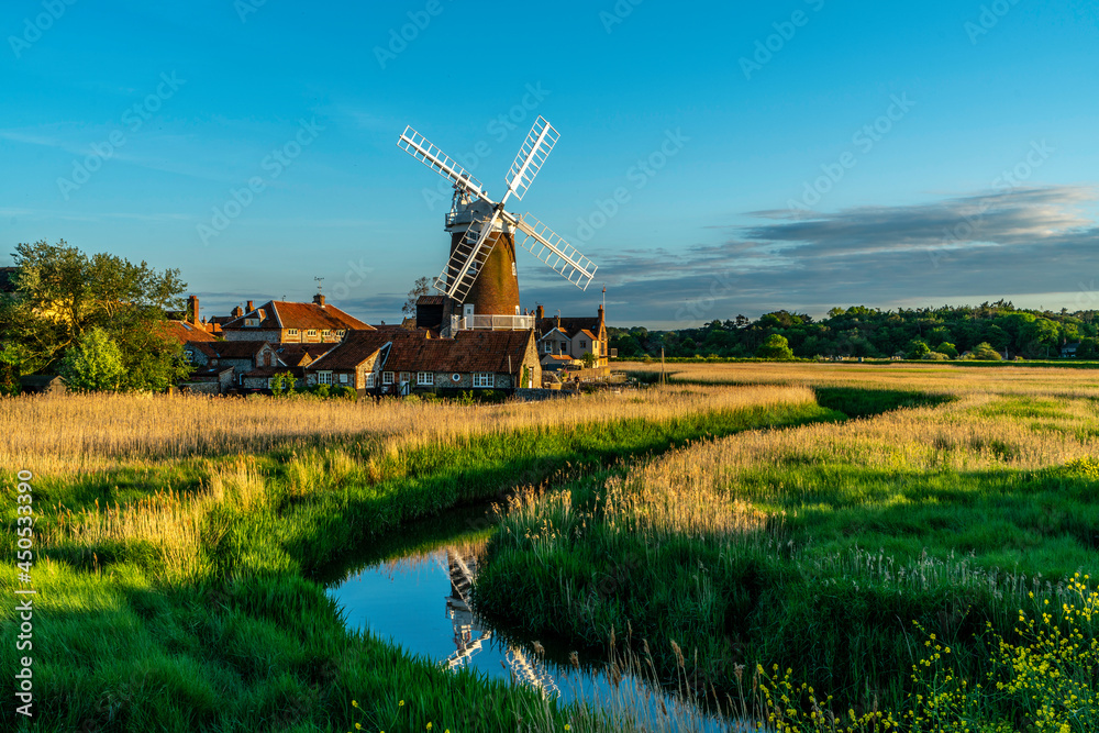 Naklejka premium Cley windmill, North Norfolk coast, 10th June 2021