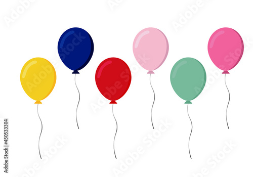 Flying balloons decorated for celebration or party. Vector illustration. 