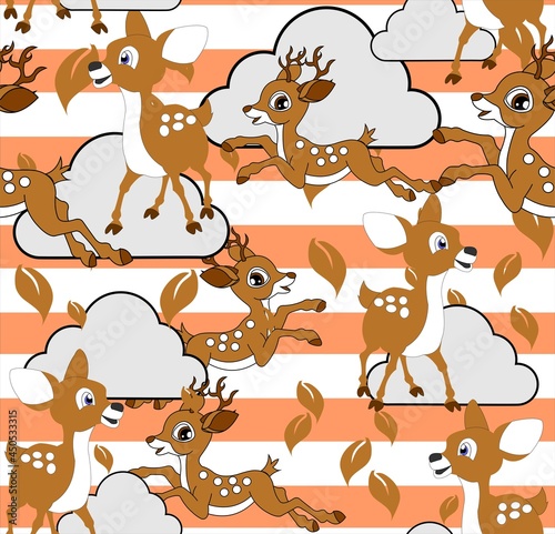 cute deer and mouse deer cartoon seamless pattern design for cloth wallpaper  carpet and children s clothes
