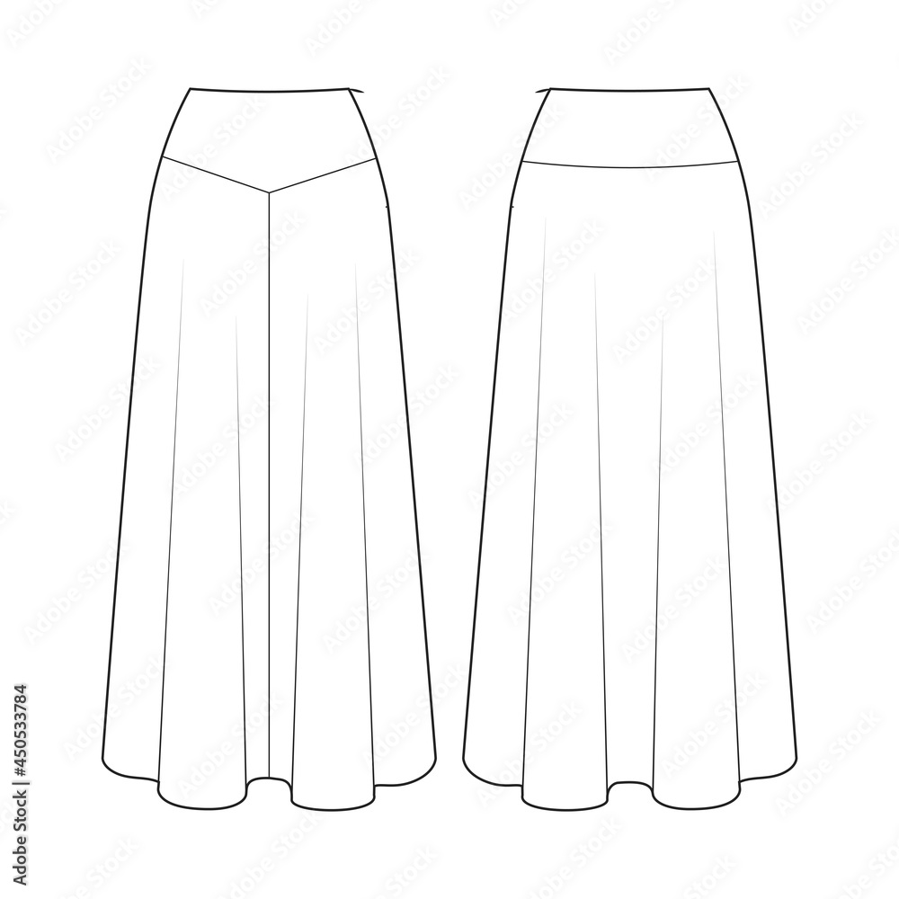Fashion technical drawing of skirt Fashion technical drawing of skirt