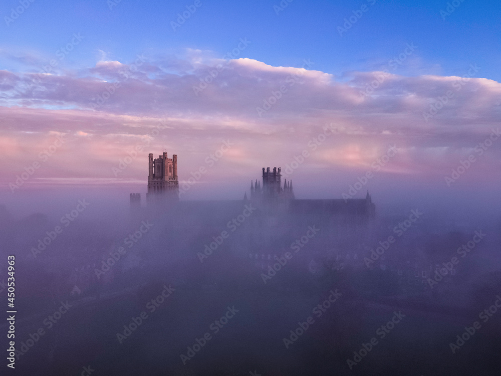 Dawn over a misty Ely Cathedral, 5th November 2020