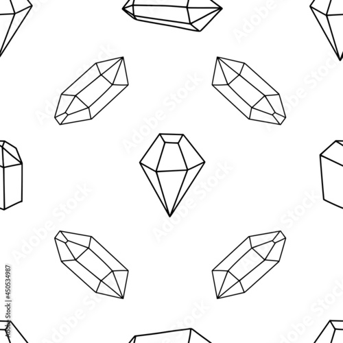 Seamless pattern with diamonds, crystals