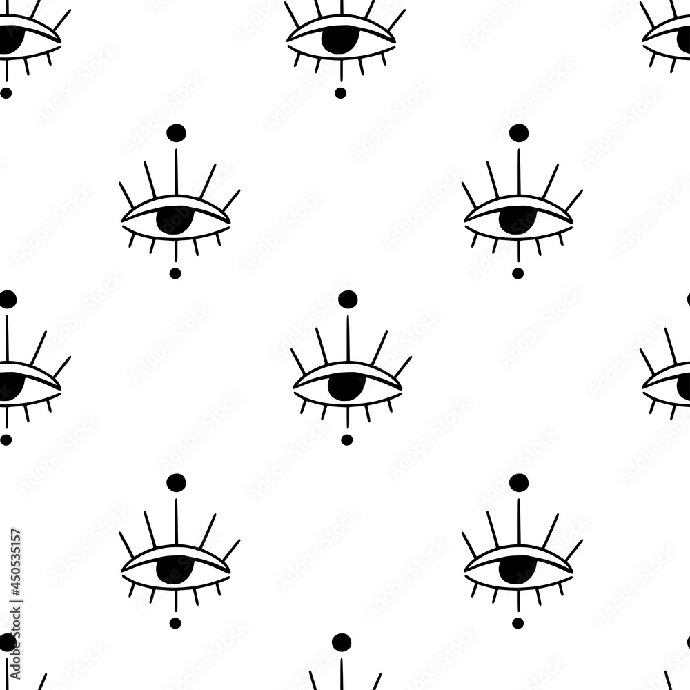 Seamless pattern with occult mystic eyes