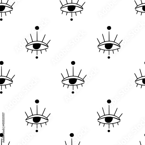 Seamless pattern with occult mystic eyes