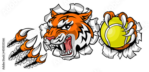 Tiger Tennis Player Animal Sports Mascot