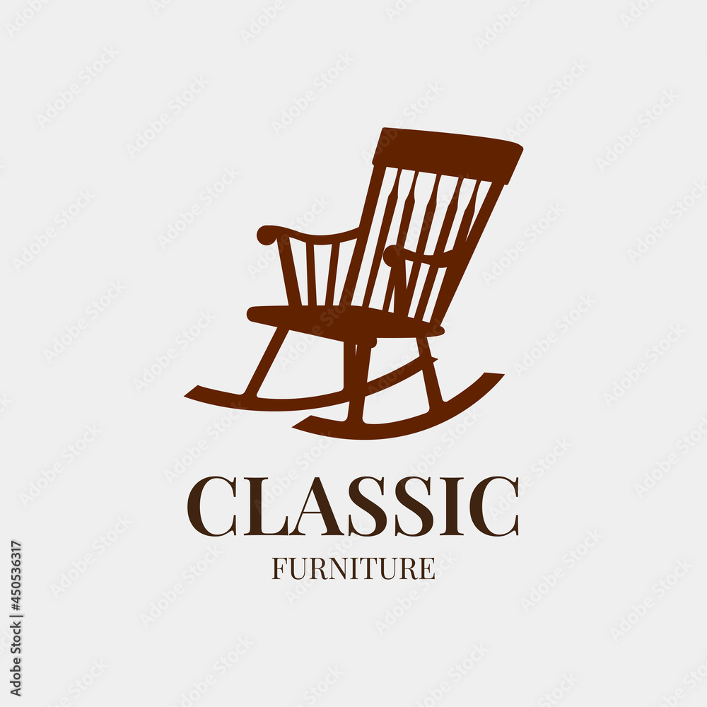 Vecteur Stock Rocking Chair. Classic furniture interior logo design idea  for company, store, online shop. vector EPS 10 | Adobe Stock