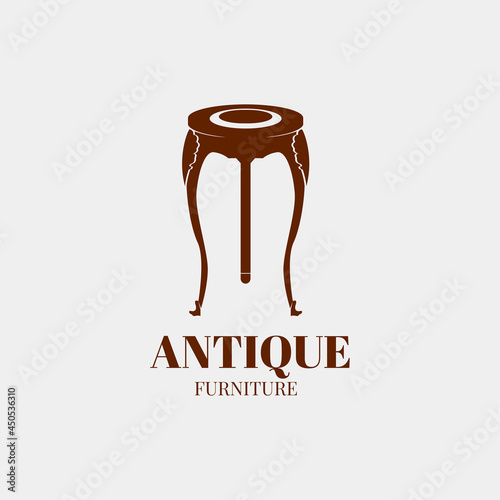 Antique Table. furniture interior logo design idea for company, store, online shop. vector EPS 10