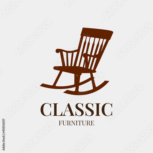 Rocking Chair. Classic furniture interior logo design idea for company, store, online shop. vector EPS 10