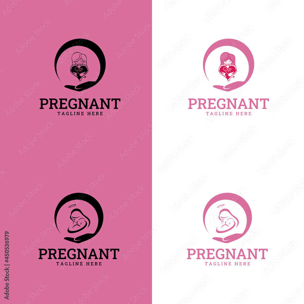 family and baby care logos and symbol collection. happy pregnant woman family and baby care logos and symbol collection. happy pregnant woman