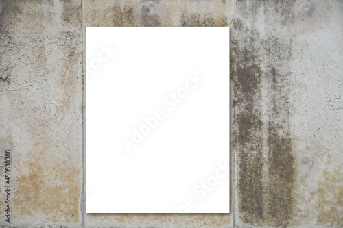 white paper blank frame on old concrete wall background