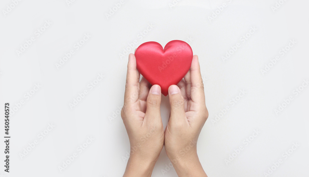 Hands holding red heart. heart health donation concepts Hands holding red heart. heart health donation concepts