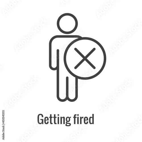Job Loss, Downsizing, Getting Fired, and Unemployment due to Covid 19 or Coronavirus Icon