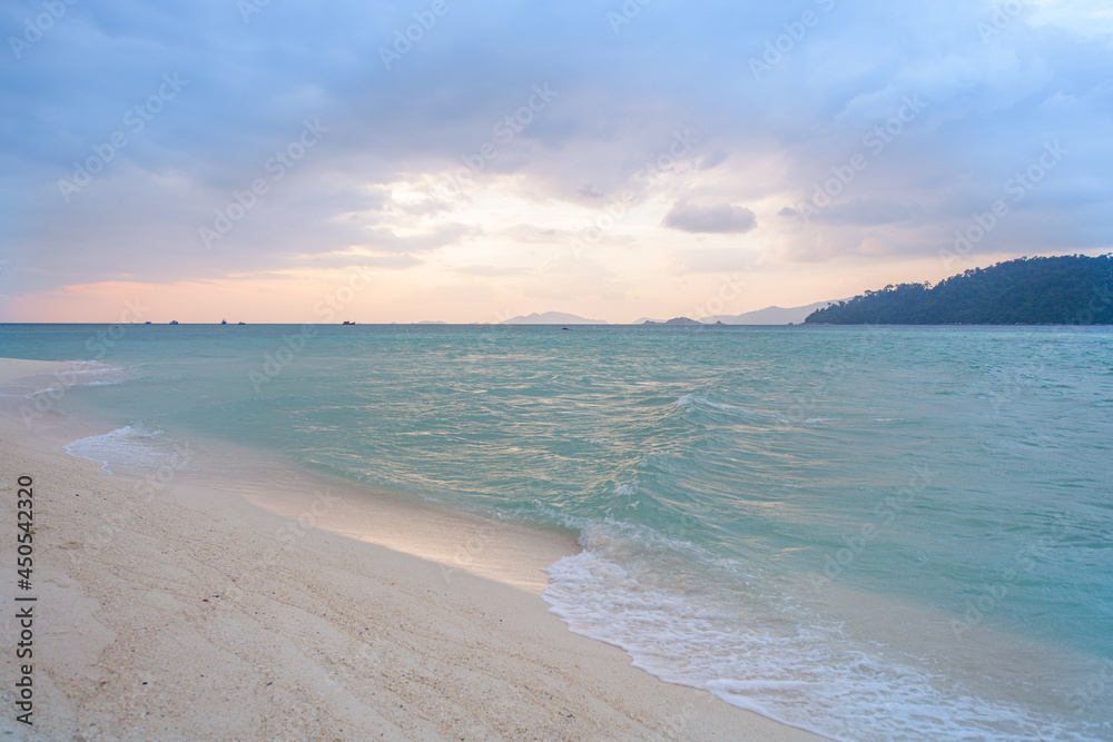 thailand most famous island named Lipe at sunset time 