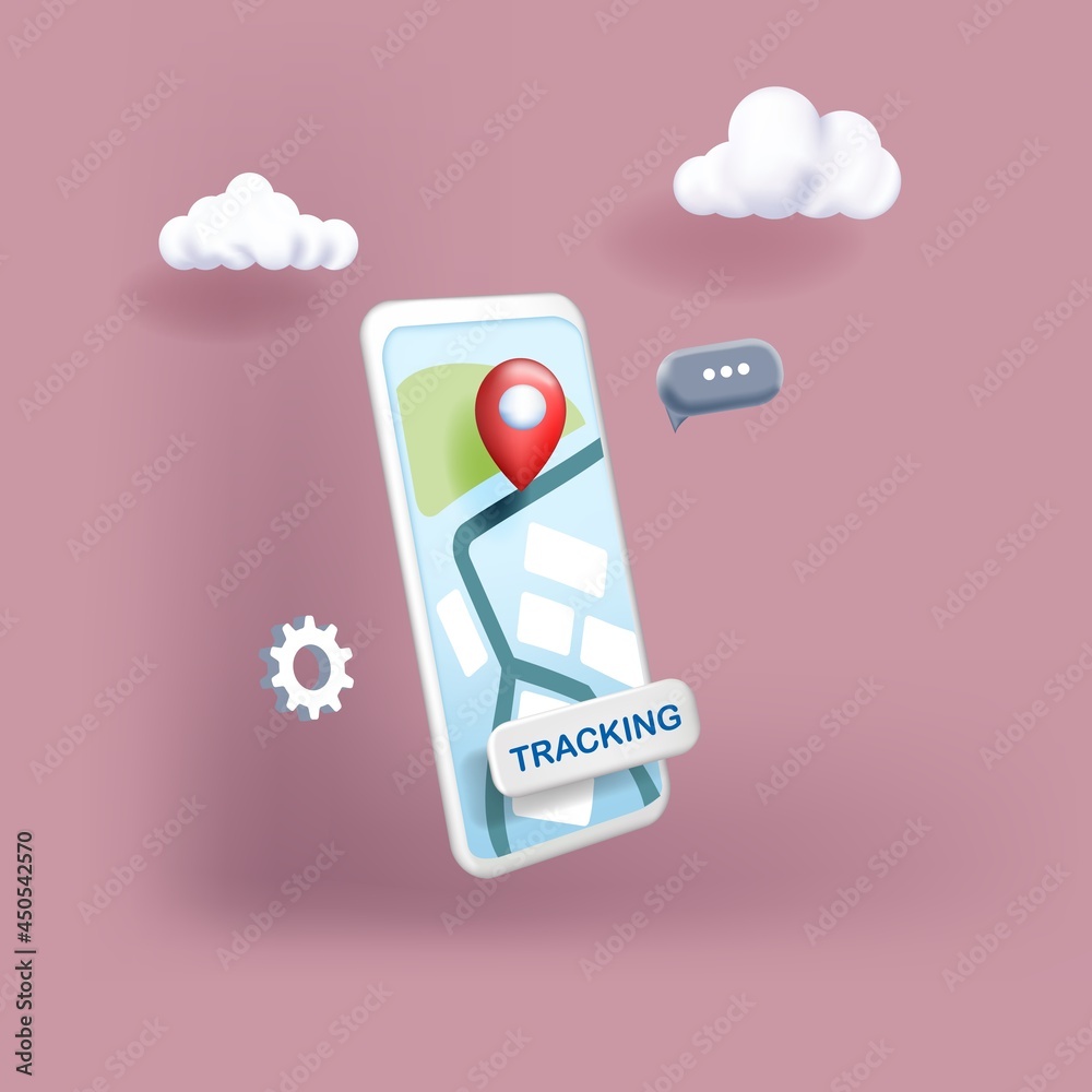 Hand holding mobile smart phone with app delivery tracking. Hand holding mobile smart phone with app delivery tracking.