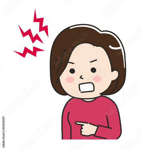 A woman having a big argument with someone. Vector illustration isolated on white background.