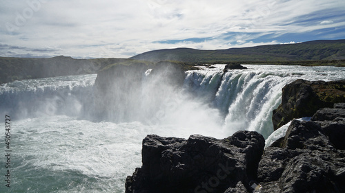 Baroardalur, Godafoss Falls, waterfall in the mountains, North East Iceland