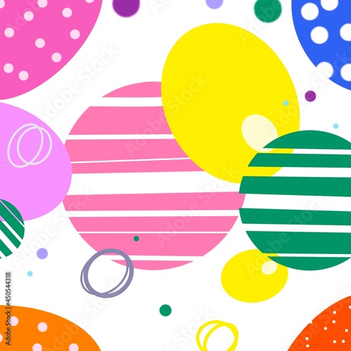 Pea drawing.  Dots and strokes on the ornament. Balls of different sizes.  Circles for texture