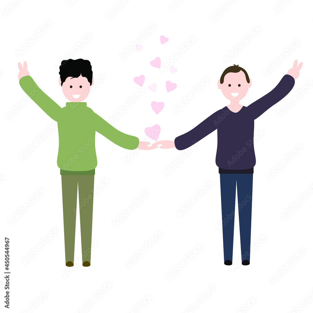 Two men, friends. Warm, loving relationship. Gay couple. Pride month. Two men, friends. Warm, loving relationship. Gay couple. Pride month.