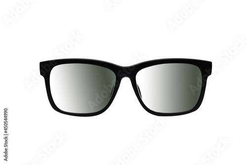 Eyeglasses with black frame isolated on white background for applying on a portrait.