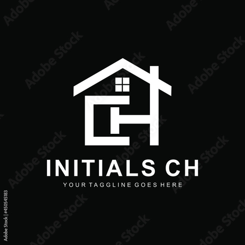 initials letter ch logo home design