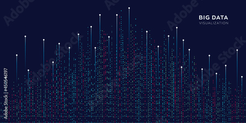 Abstract vector explosion lines equalizer isolated technology background. Big data algorithms visualization. Vector illustration in concept of technology, science, quantum explosion.