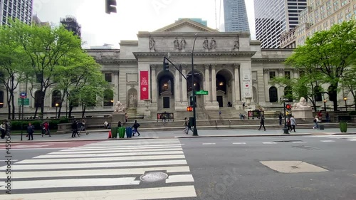 Pan Right Shot of New York Public Library - the 2nd Largest Library in the United States photo