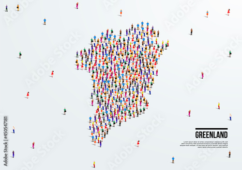 Greenland Map. Large group of people form to create a shape of Greenland Map. vector illustration.
