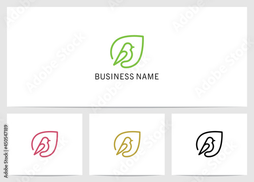 Bird Inside Leaf Logo Design