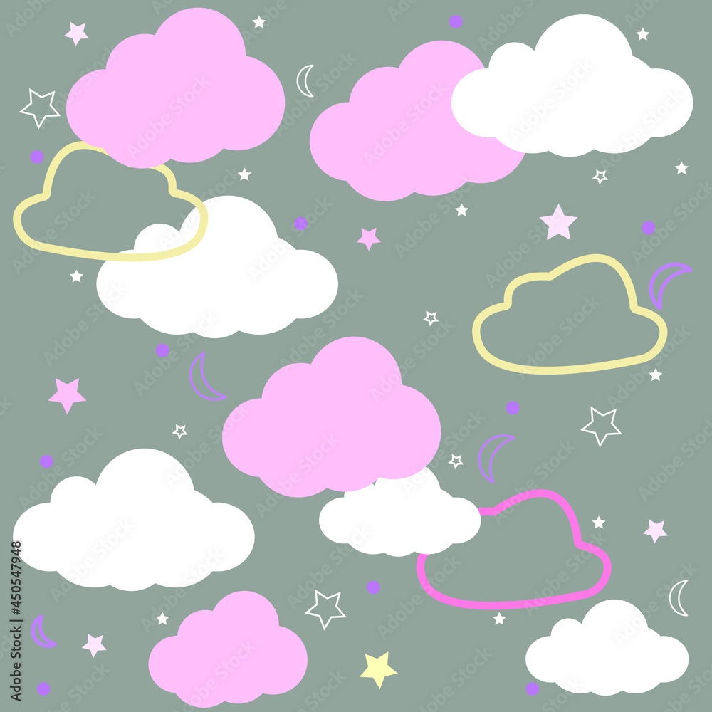 clouds are different on a gray background children's room clouds are different on a gray background children's room