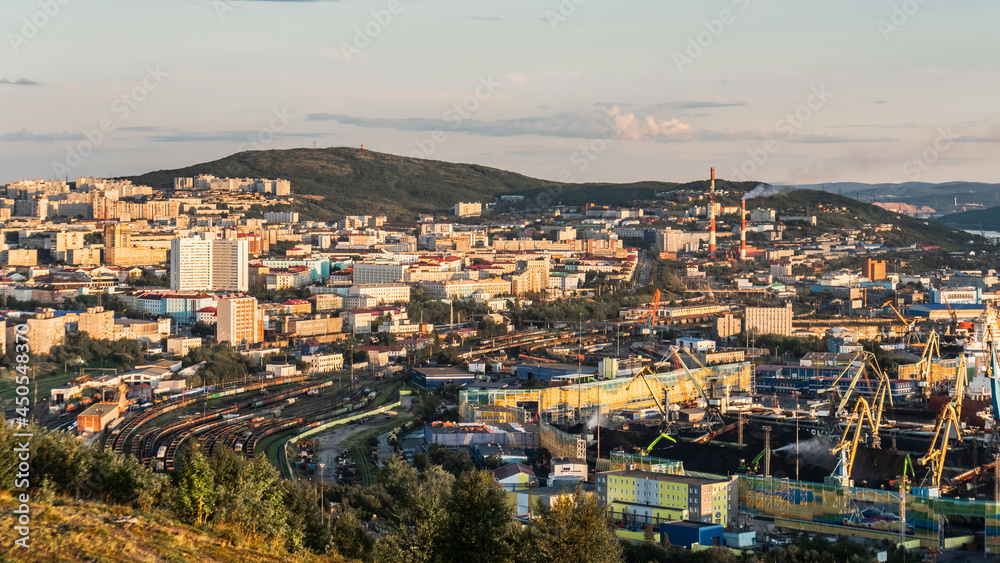 Cityscape of Murmansk. Murmansk is the world's largest city located beyond the Arctic Circle