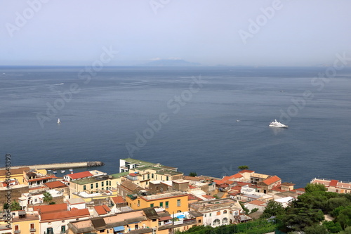 Single boat off the coast of the amalfi coast