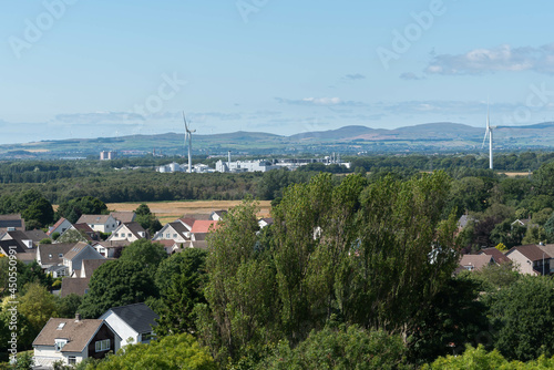 The Scottish Landscape looking over to Irvine in North Ayrshire with the wind turbines and Ayrshires industry in the far distance.