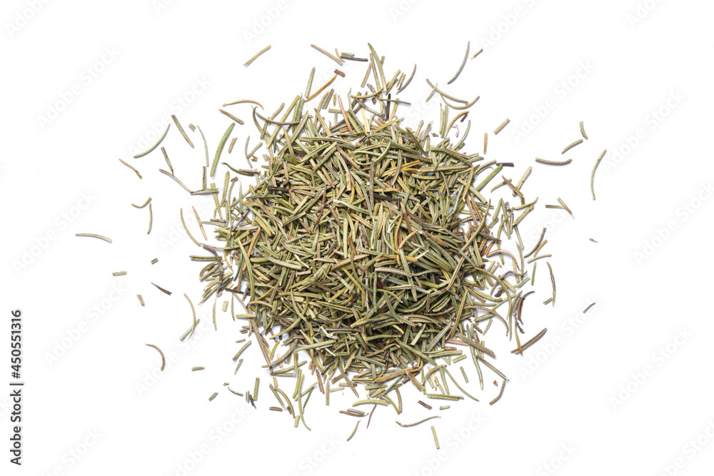 Flat lay of Dried Rosemary isolated on white background. Flat lay of Dried Rosemary isolated on white background.