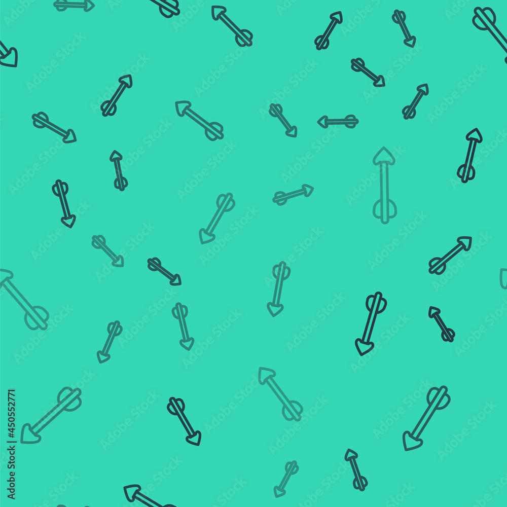 Black line Arrow icon isolated seamless pattern on green background. Vector Black line Arrow icon isolated seamless pattern on green background. Vector