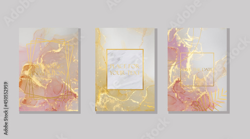 alcohol ink with gold. flyer, business card, flyer, brochure, poster, for printing. trend vector