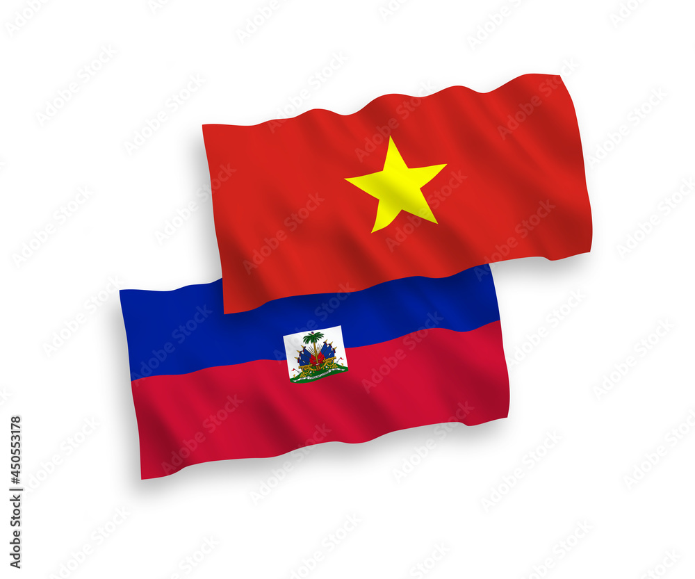 Flags of Republic of Haiti and Vietnam on a white background Flags of Republic of Haiti and Vietnam on a white background
