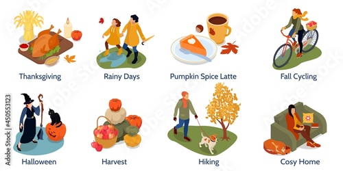 Autumn Fall Isometric Compositions