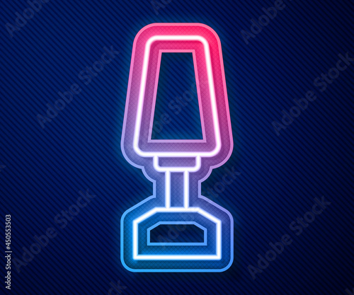 Glowing neon line Milling cutter for manicure icon isolated on blue background. Apparatus for manicure. Manicure tools. Vector