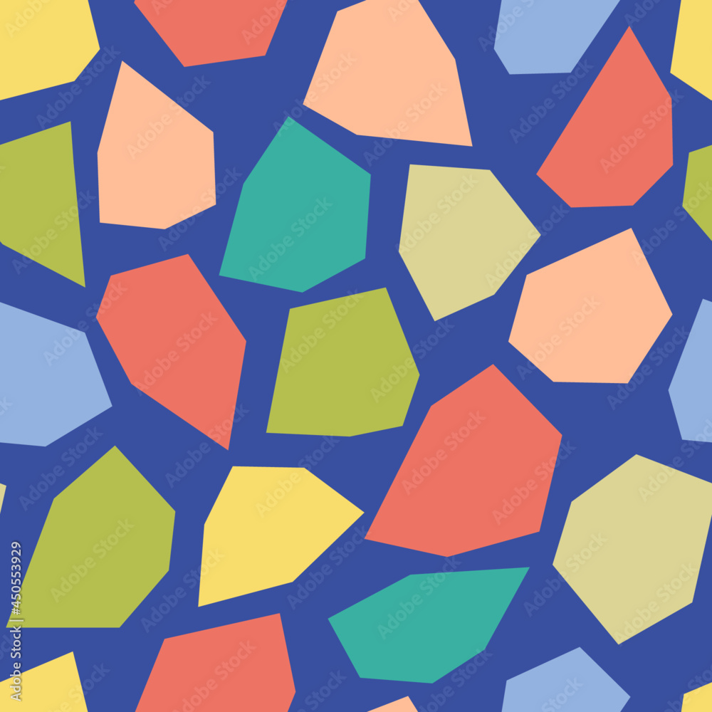 Seamless vector geometric abstract pattern with colorful chunky ...