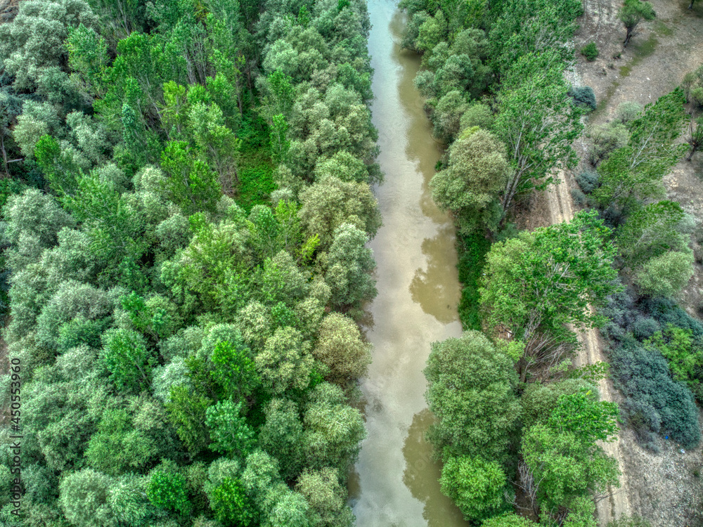 Aerial view of Kelkit river from the trees