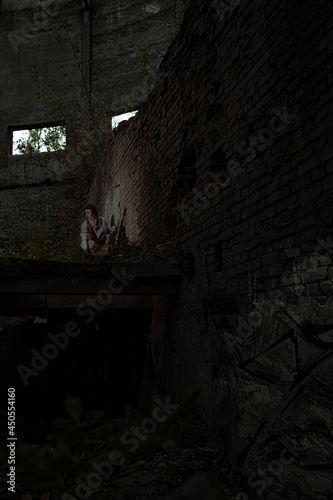 Stalker woman surviving in abandoned places