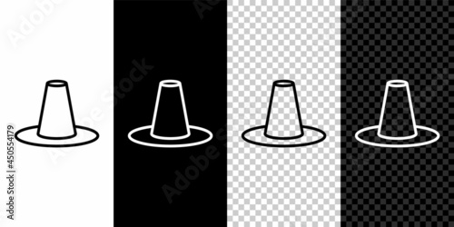 Set line Traditional korean hat icon isolated on black and white, transparent background. Vector