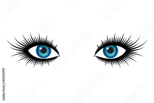 Beautiful woman's eyes with bright colored irises and long black lashes