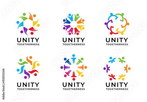 Unity people, togetherness, leadership, teamwork business logo design collection