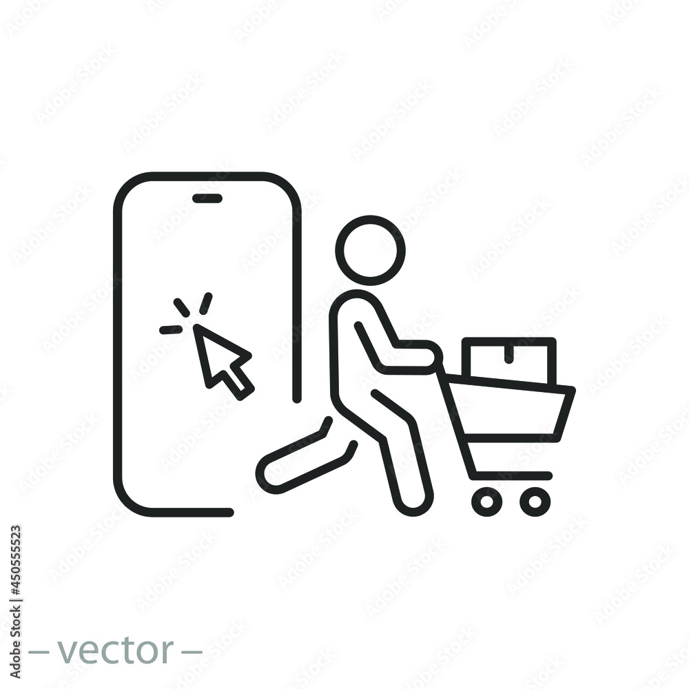 Free Icon, Buying by phone, shopping cart and telephone