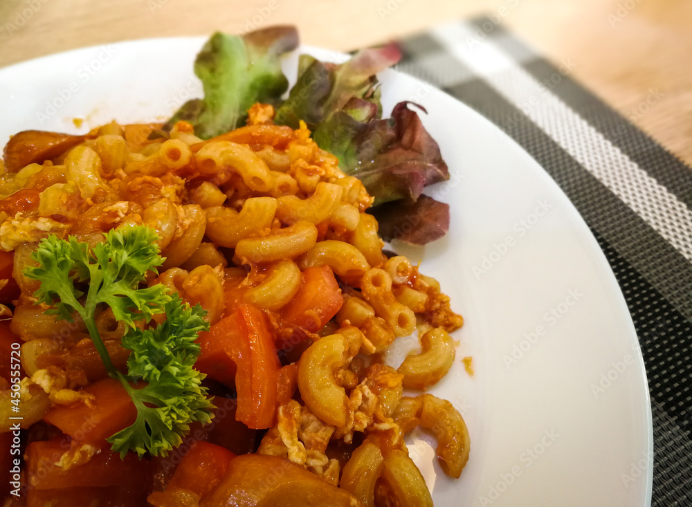 Macaroni pasta with tomato sauce